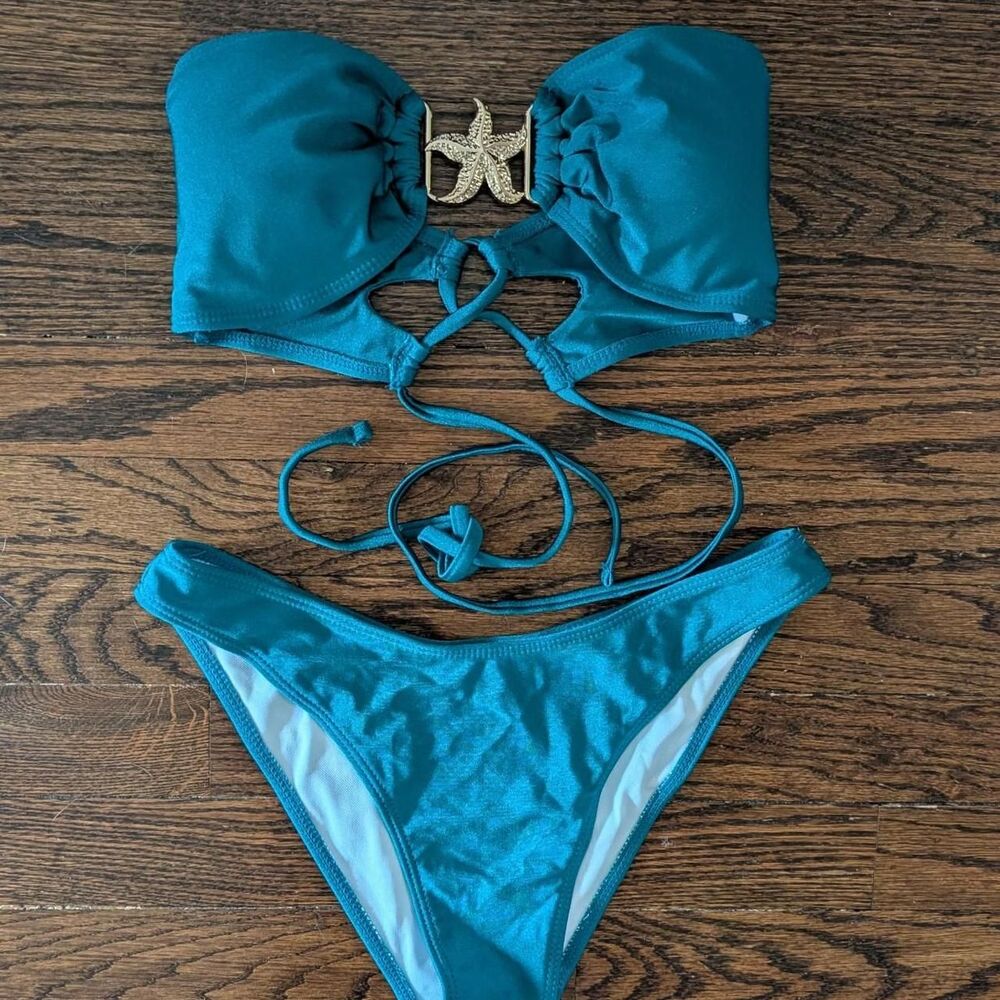 Zaful Women's Blue and Green Bikinis-and-tankini-sets